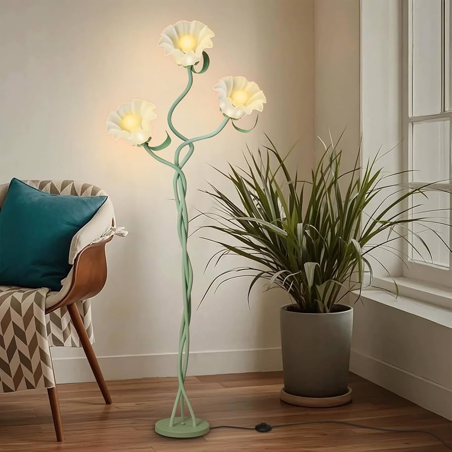 Vintage 3 Heads Flower Floor Lamp for Living Room,3 Color